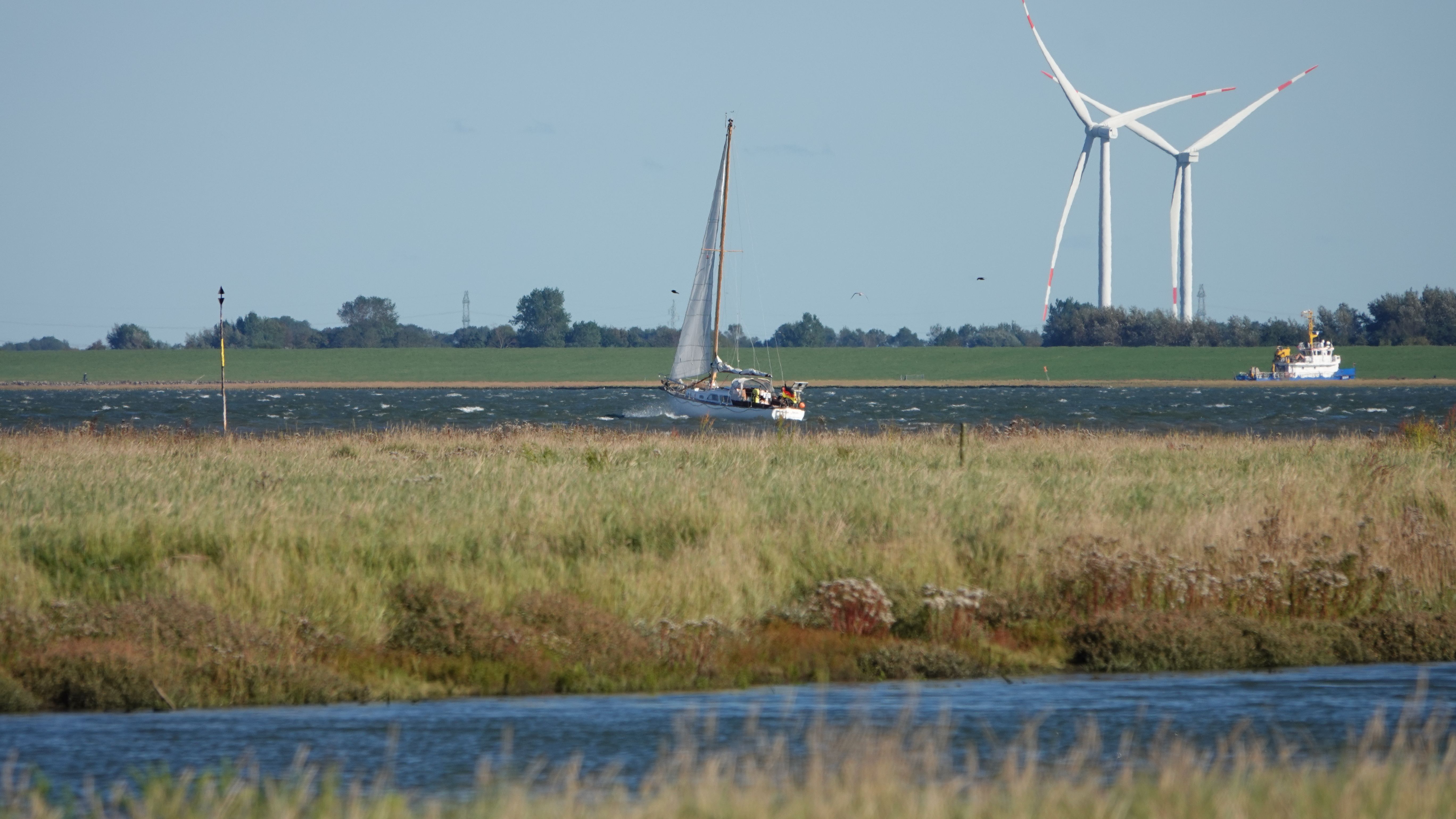 Blick auf Segler auf der Nordsee